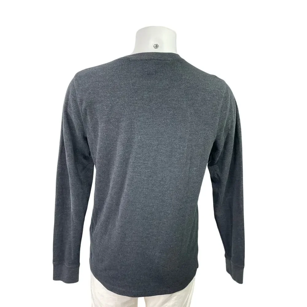 Banana Republic Men's Dark Gray Knit Long Sleeve Henley T Shirt Tee Top Size L